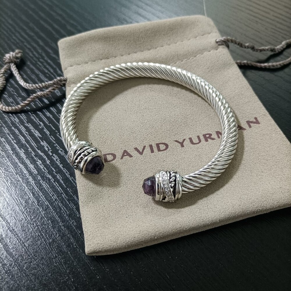 David Yurman Color Bracelet with Amethyst and Pavé Diamonds,7mm